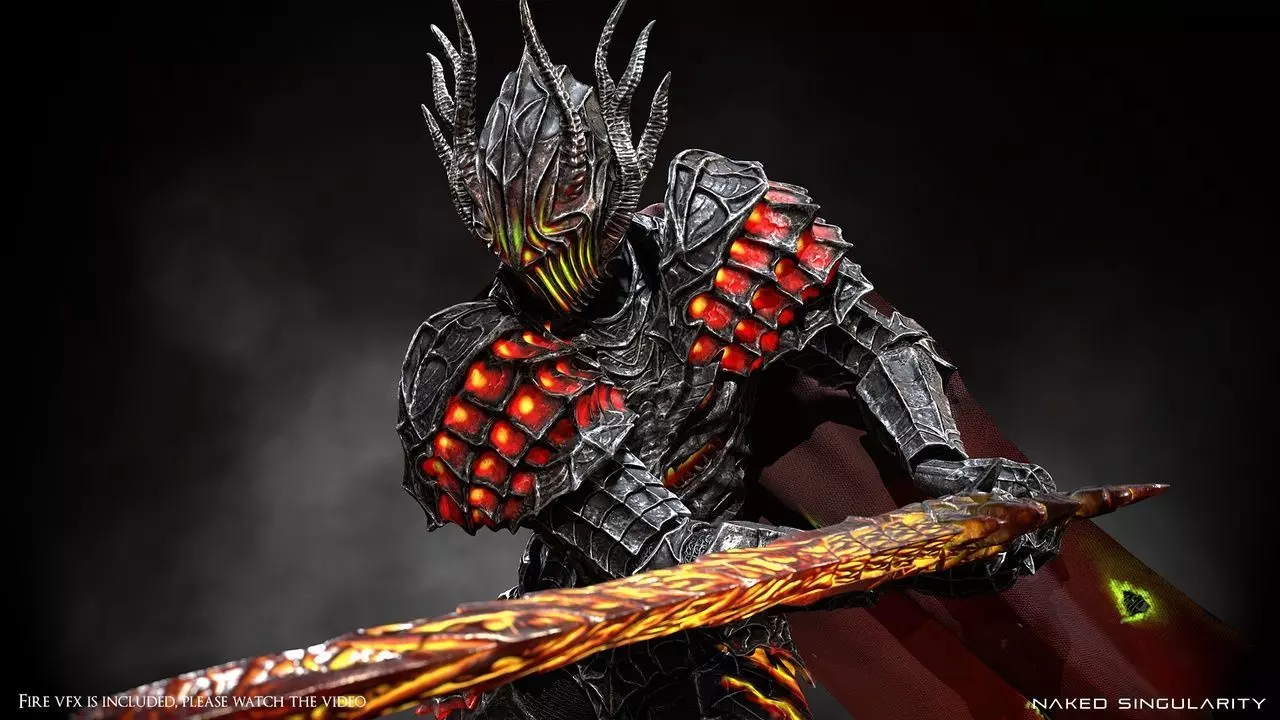 Dark fantasy Dragon Knight - Dragon knight boss - Enemy knight Low-poly 3D model_14