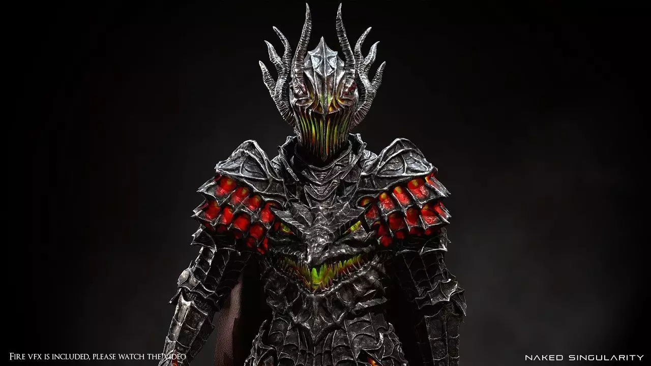 Dark fantasy Dragon Knight - Dragon knight boss - Enemy knight Low-poly 3D model_1