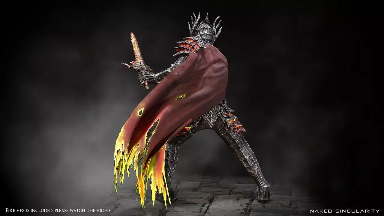 Dark fantasy Dragon Knight - Dragon knight boss - Enemy knight Low-poly 3D model_11