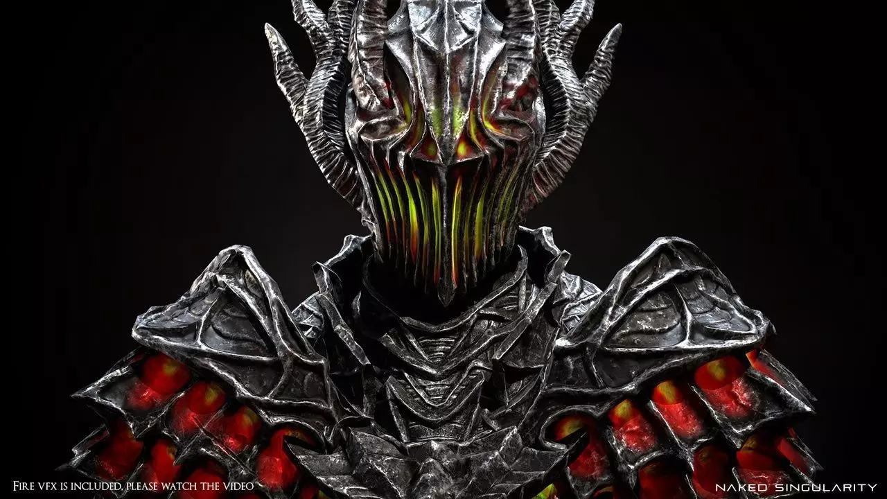 Dark fantasy Dragon Knight - Dragon knight boss - Enemy knight Low-poly 3D model_4