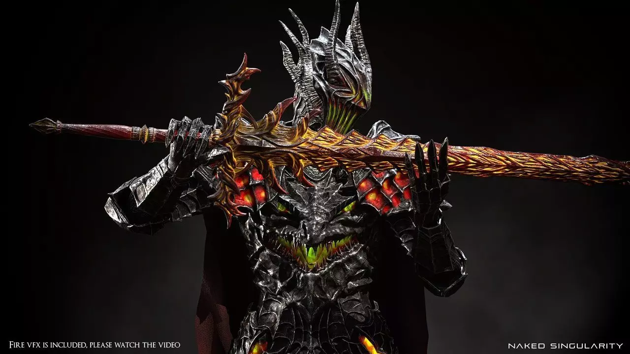 Dark fantasy Dragon Knight - Dragon knight boss - Enemy knight Low-poly 3D model_7