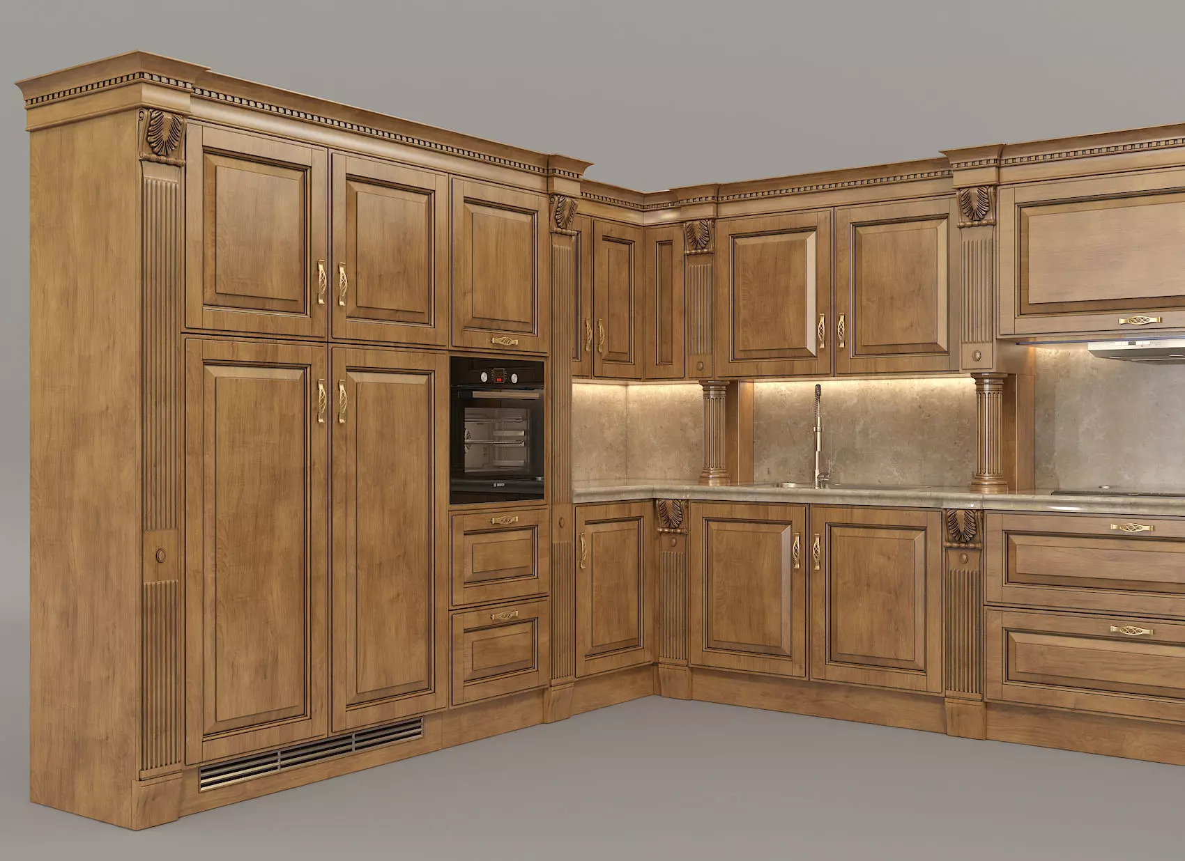 Classic European style Kitchen Cabinet 10 3D model_3