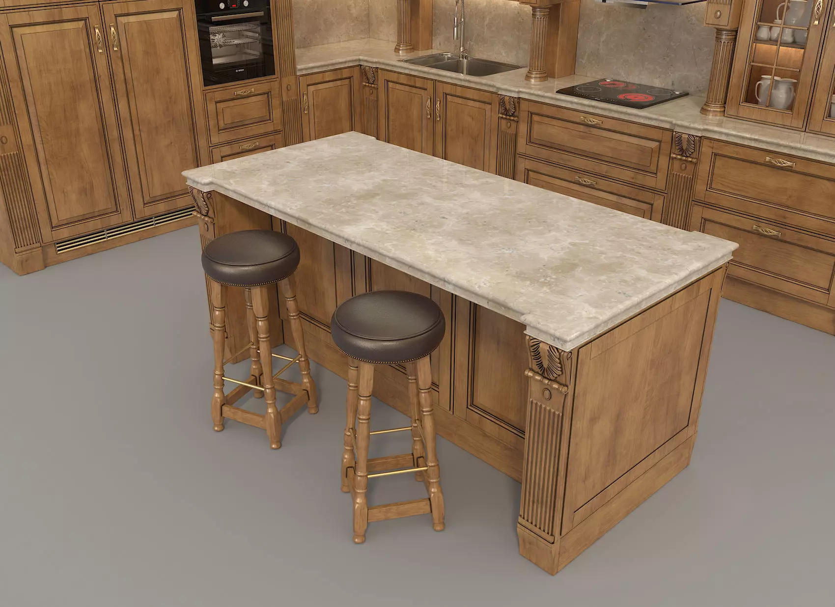 Classic European style Kitchen Cabinet 10 3D model_7