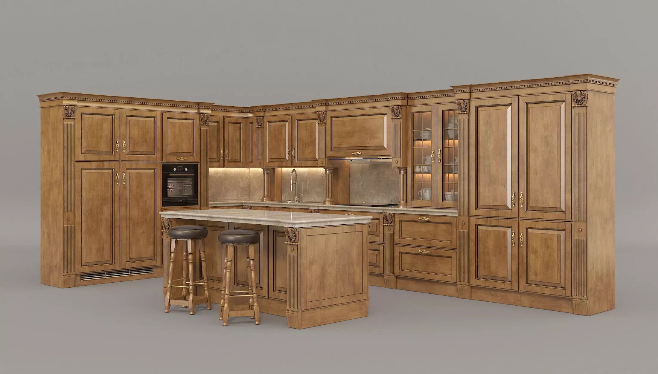 Classic European style Kitchen Cabinet 10 3D model_0