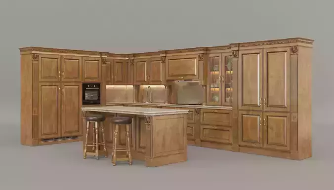 Classic European style Kitchen Cabinet 10 3D model