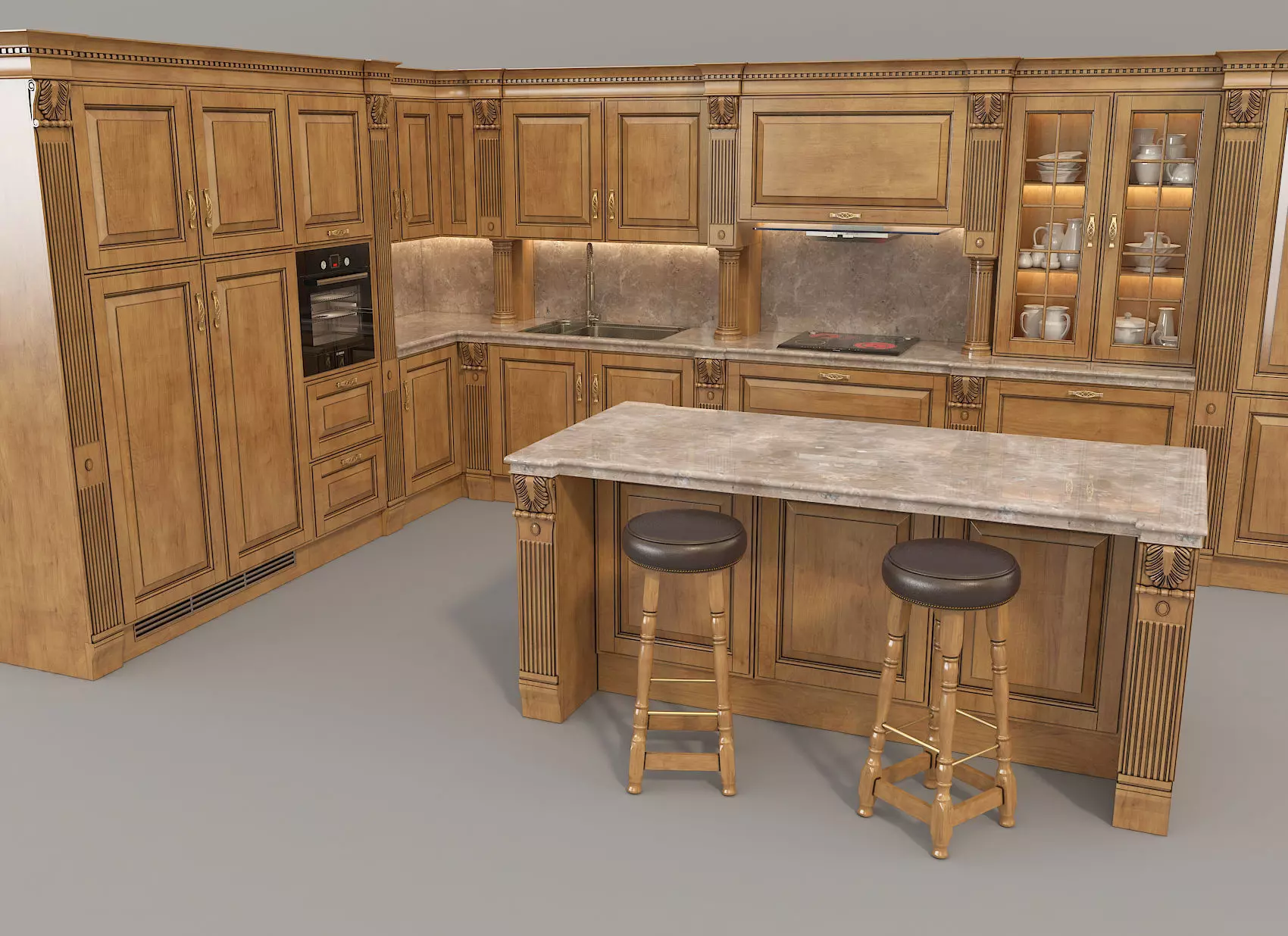 Classic European style Kitchen Cabinet 10 3D model_1