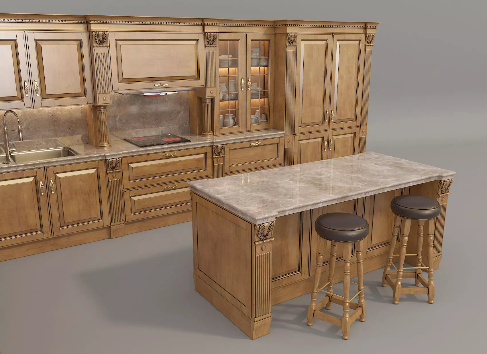 Classic European style Kitchen Cabinet 10 3D model_9