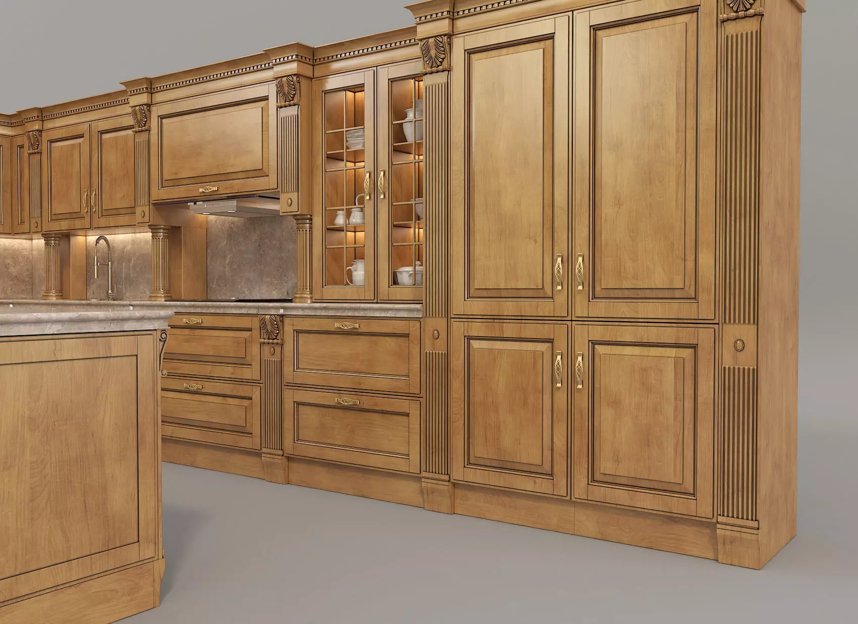 Classic European style Kitchen Cabinet 10 3D model_2