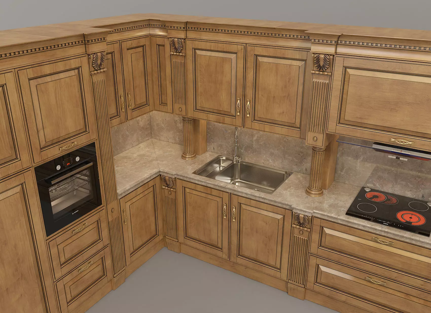 Classic European style Kitchen Cabinet 10 3D model_8