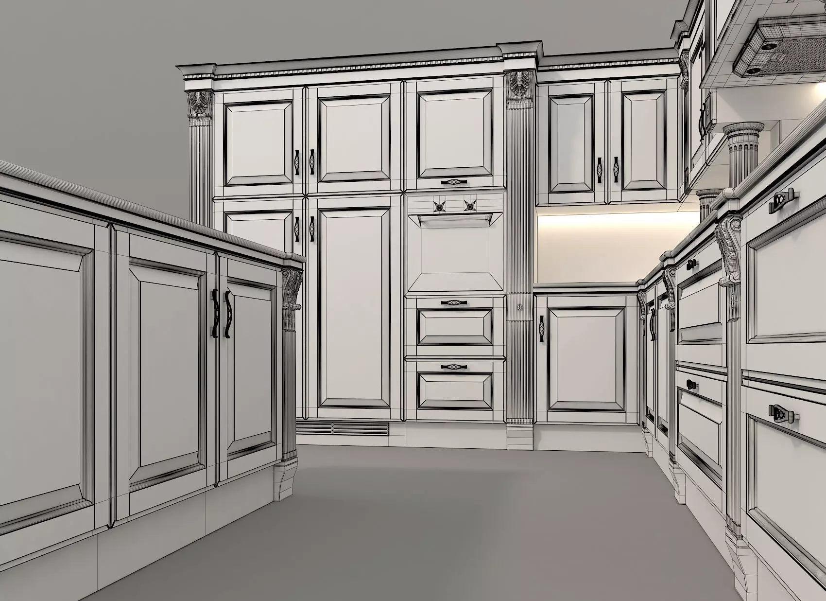 Classic European style Kitchen Cabinet 10 3D model_12
