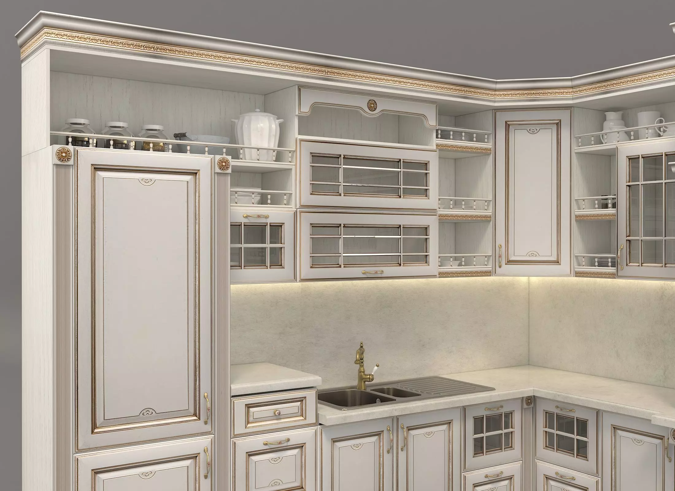 Classic European style Kitchen Cabinet 11 3D model_3