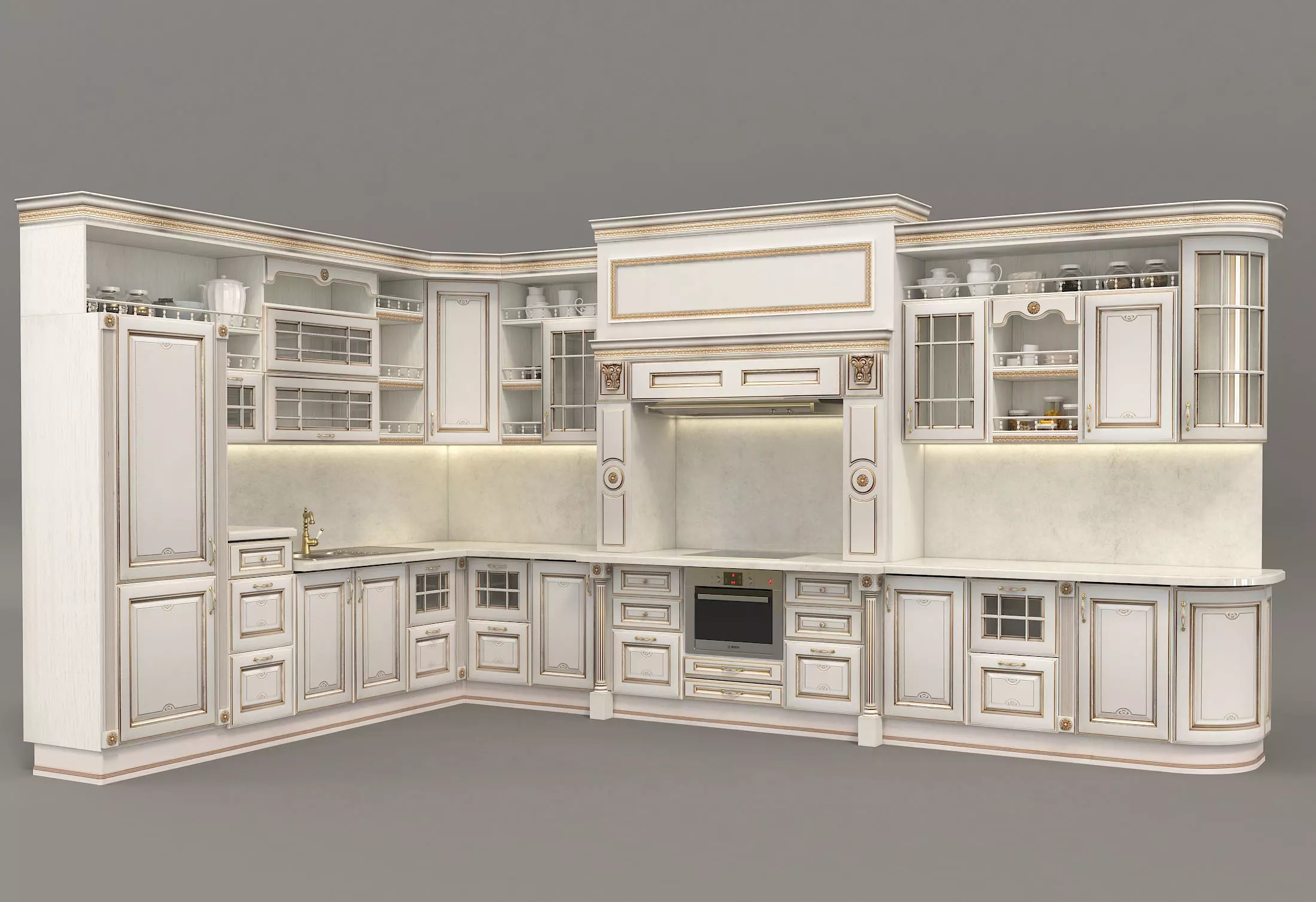 Classic European style Kitchen Cabinet 11 3D model_0