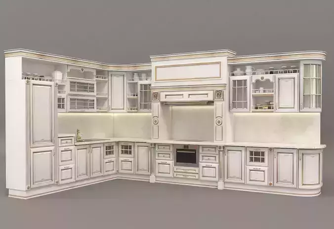 Classic European style Kitchen Cabinet 11 3D model