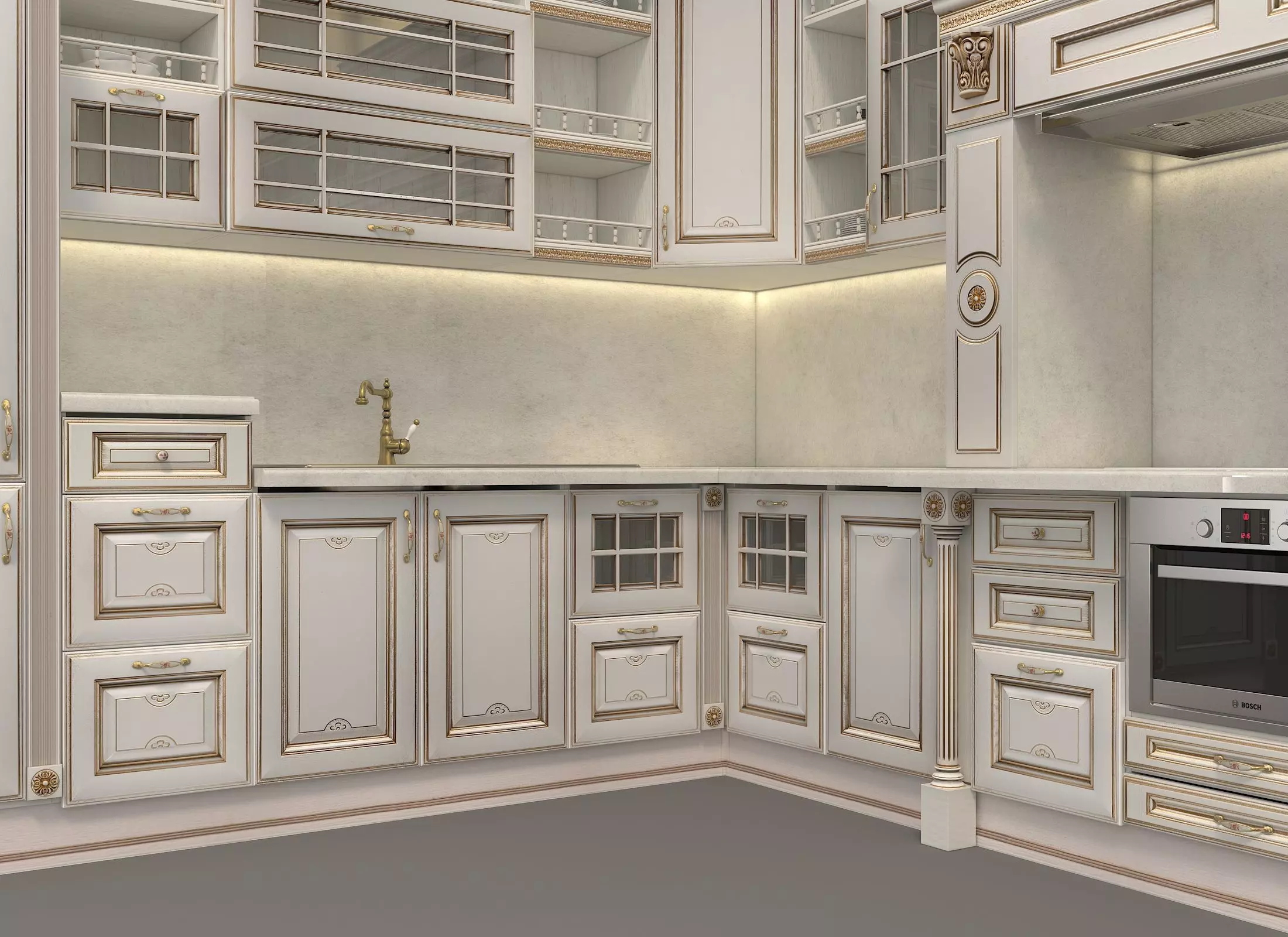 Classic European style Kitchen Cabinet 11 3D model_6