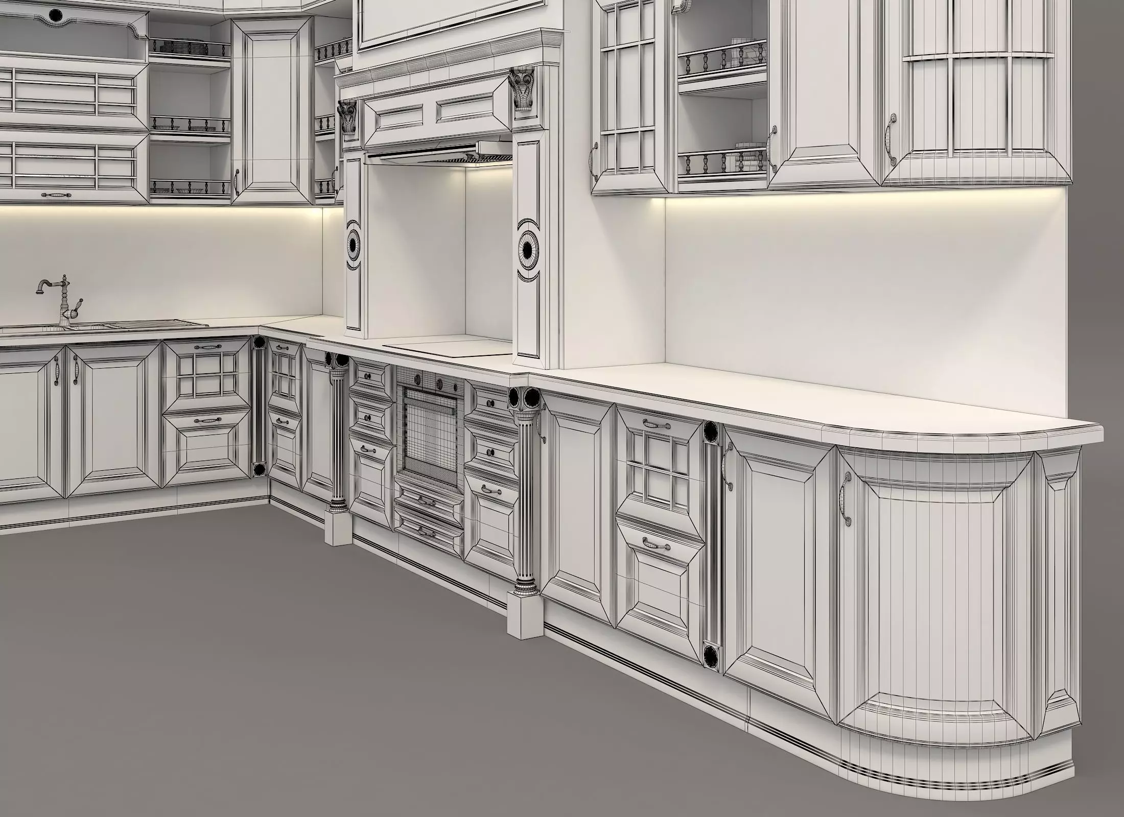 Classic European style Kitchen Cabinet 11 3D model_9