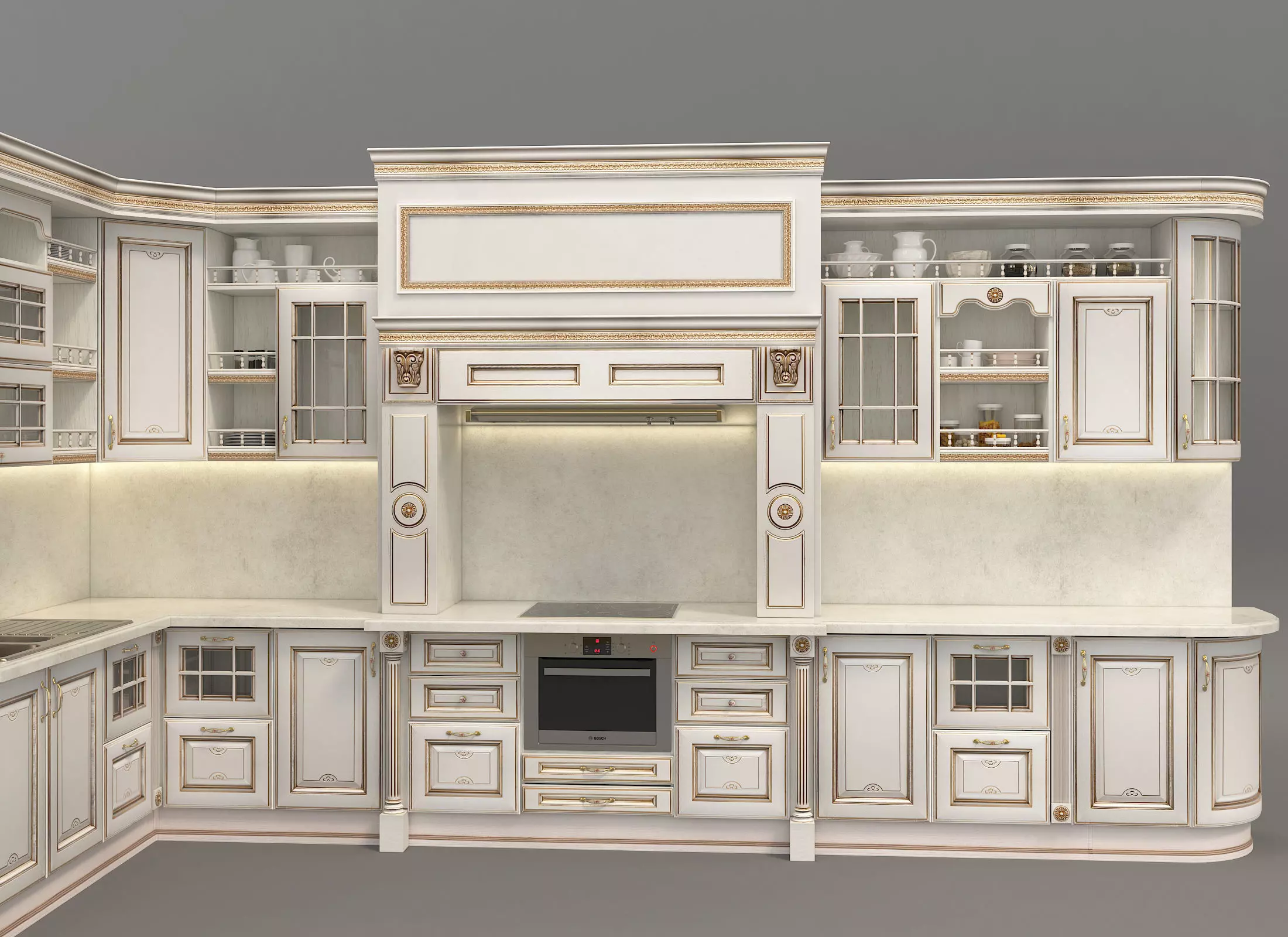 Classic European style Kitchen Cabinet 11 3D model_2