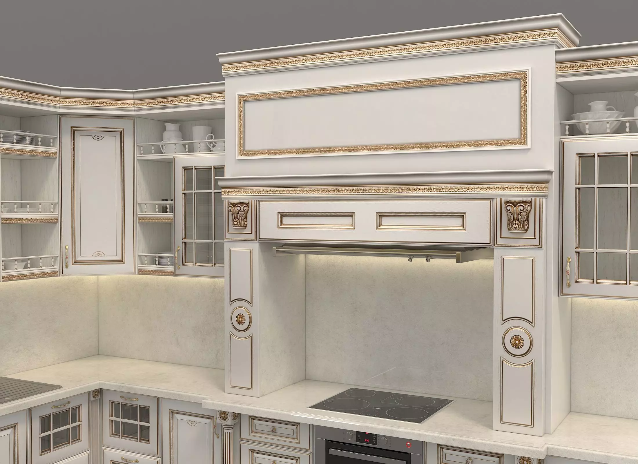 Classic European style Kitchen Cabinet 11 3D model_5