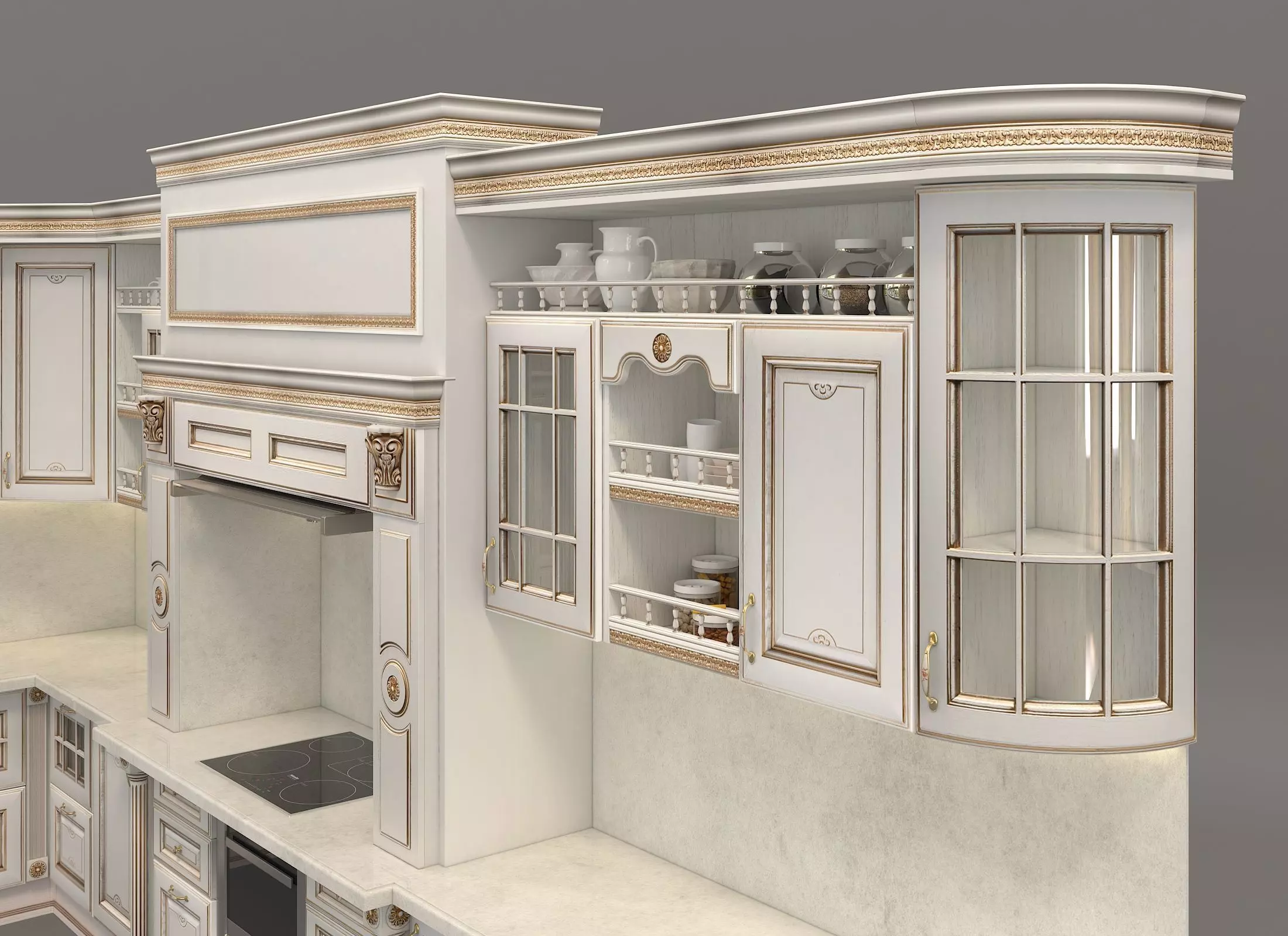 Classic European style Kitchen Cabinet 11 3D model_4