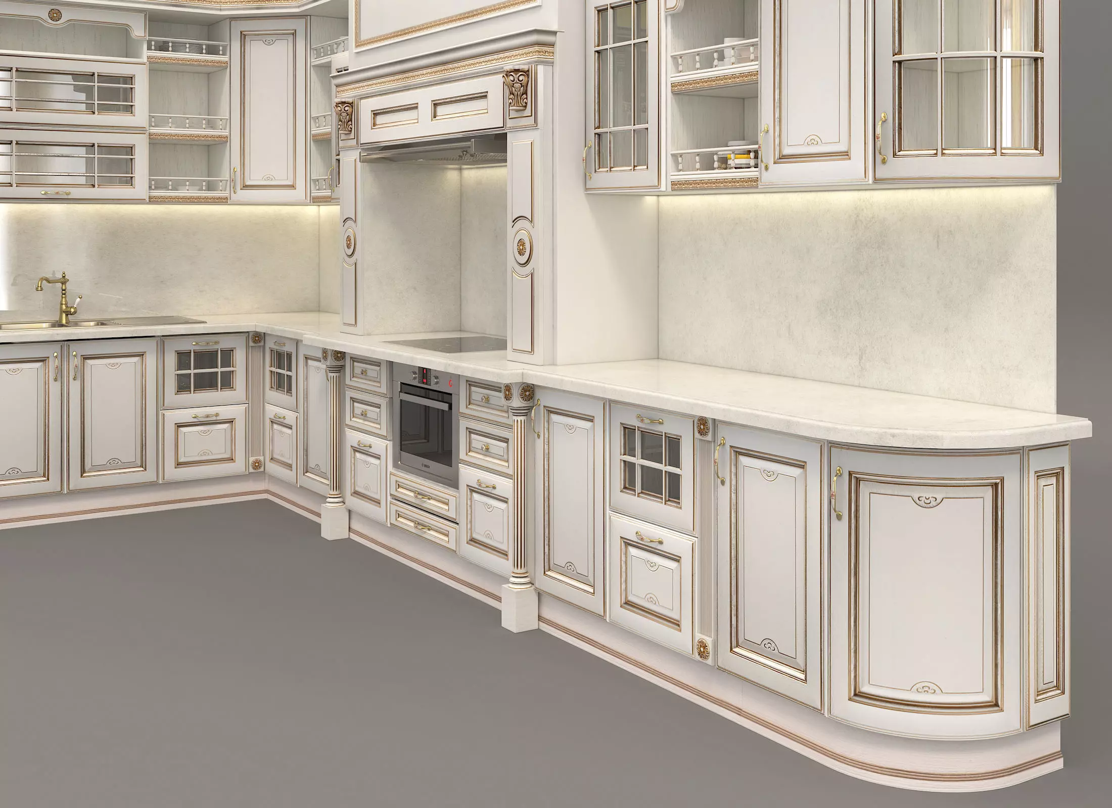 Classic European style Kitchen Cabinet 11 3D model_8