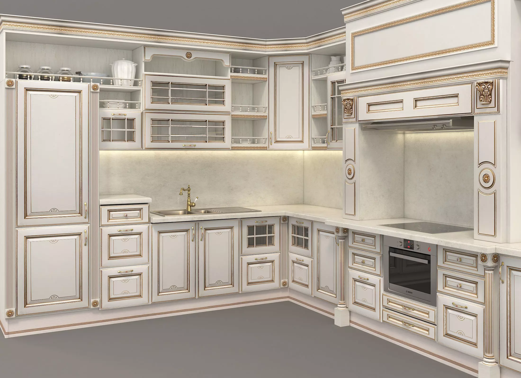 Classic European style Kitchen Cabinet 11 3D model_1