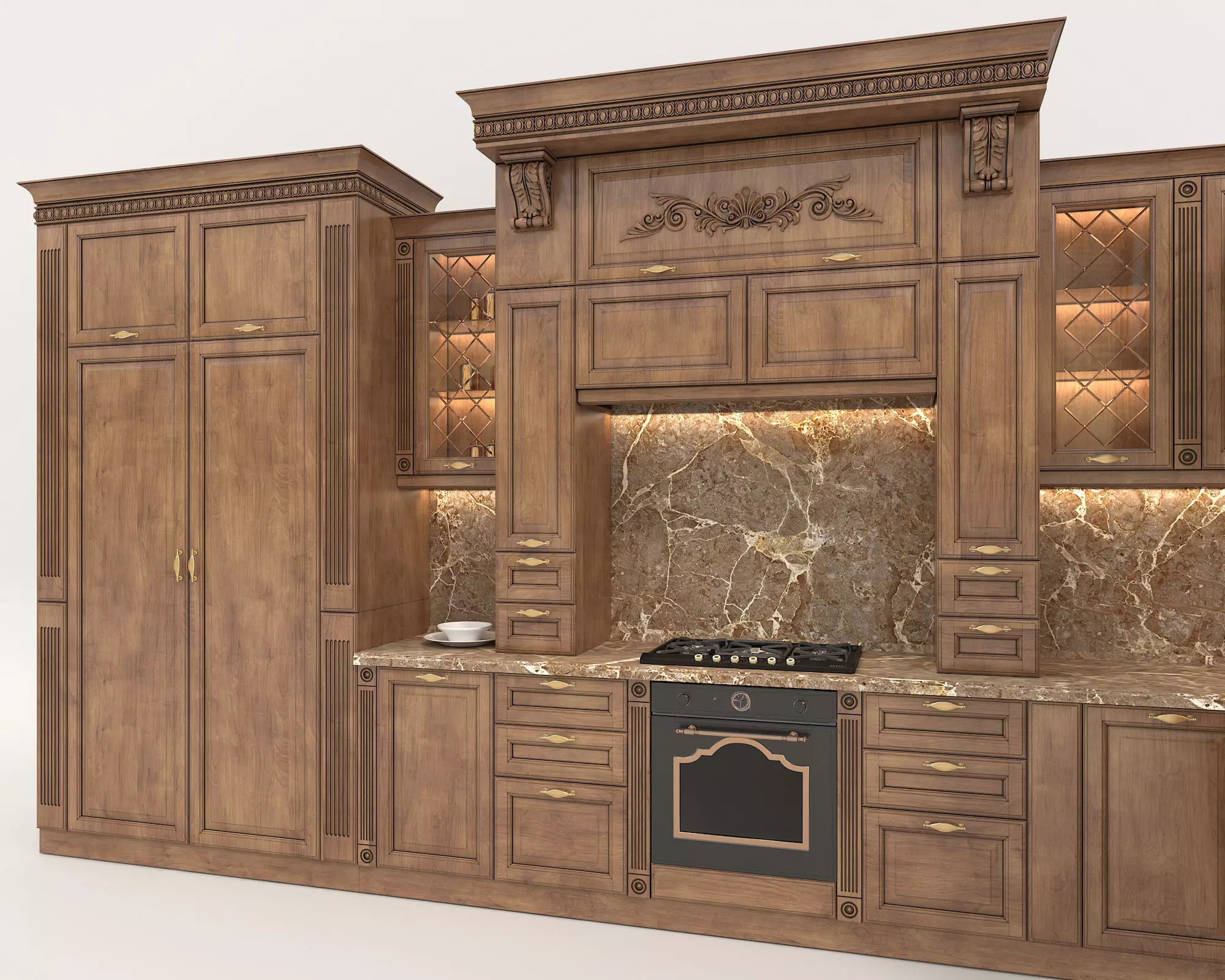 Classic European style Kitchen Cabinet 16 3D model_1