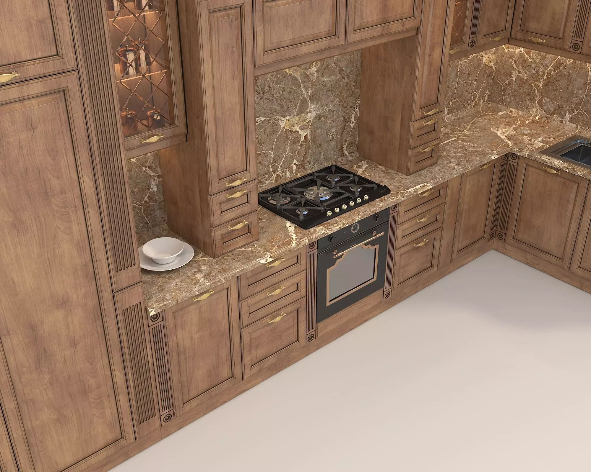 Classic European style Kitchen Cabinet 16 3D model_5