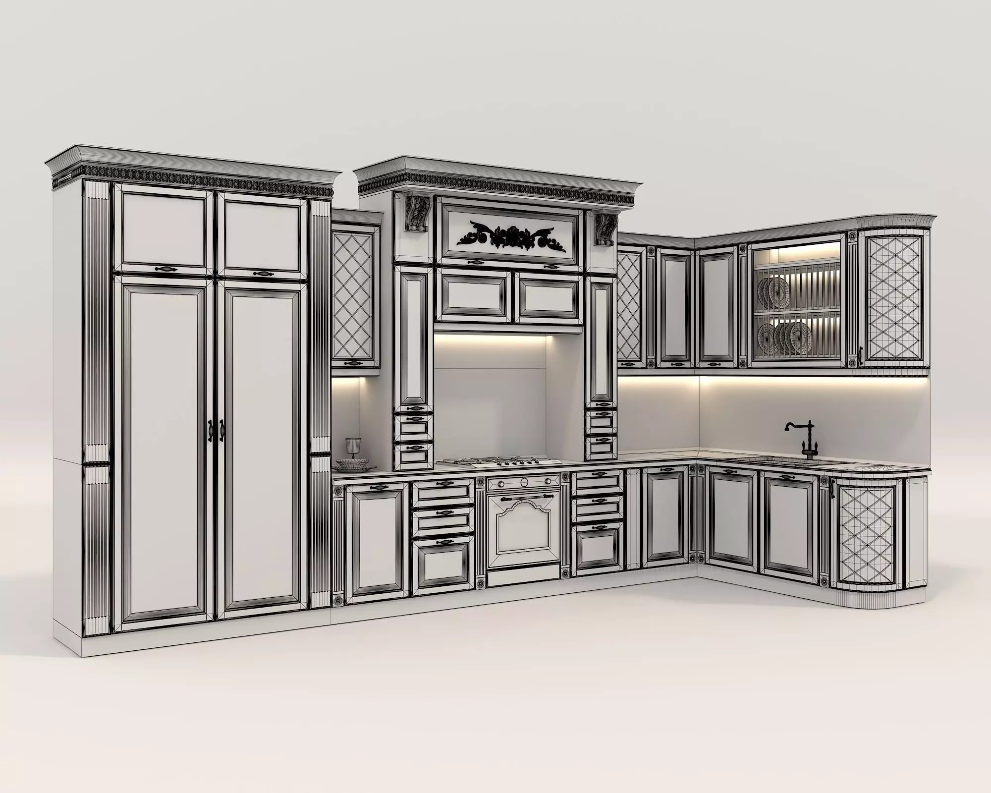 Classic European style Kitchen Cabinet 16 3D model_8