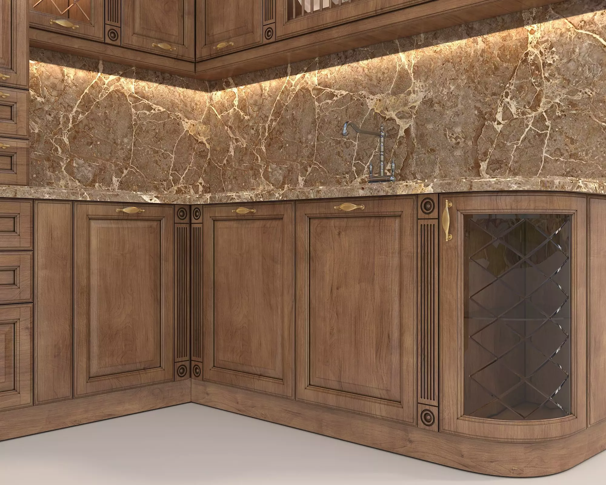 Classic European style Kitchen Cabinet 16 3D model_4