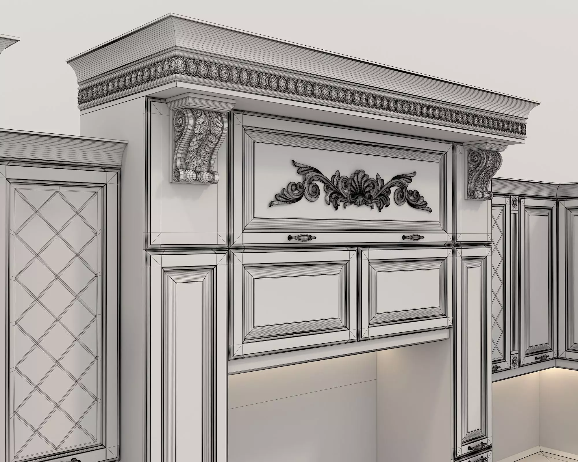 Classic European style Kitchen Cabinet 16 3D model_11