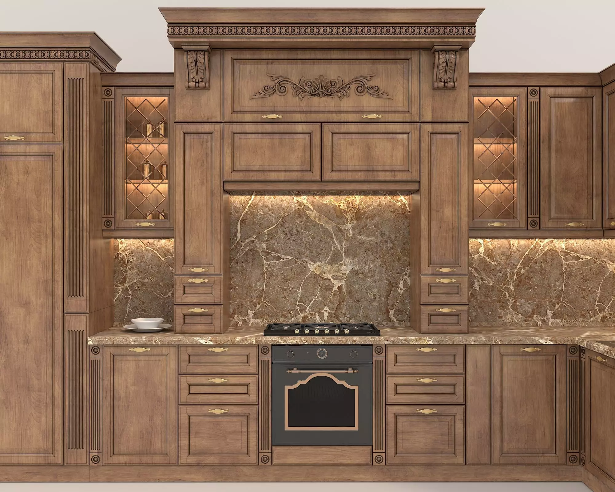 Classic European style Kitchen Cabinet 16 3D model_2
