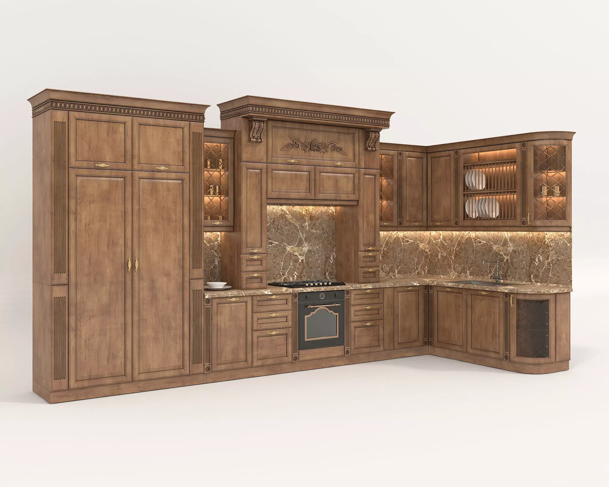 Classic European style Kitchen Cabinet 16 3D model_0