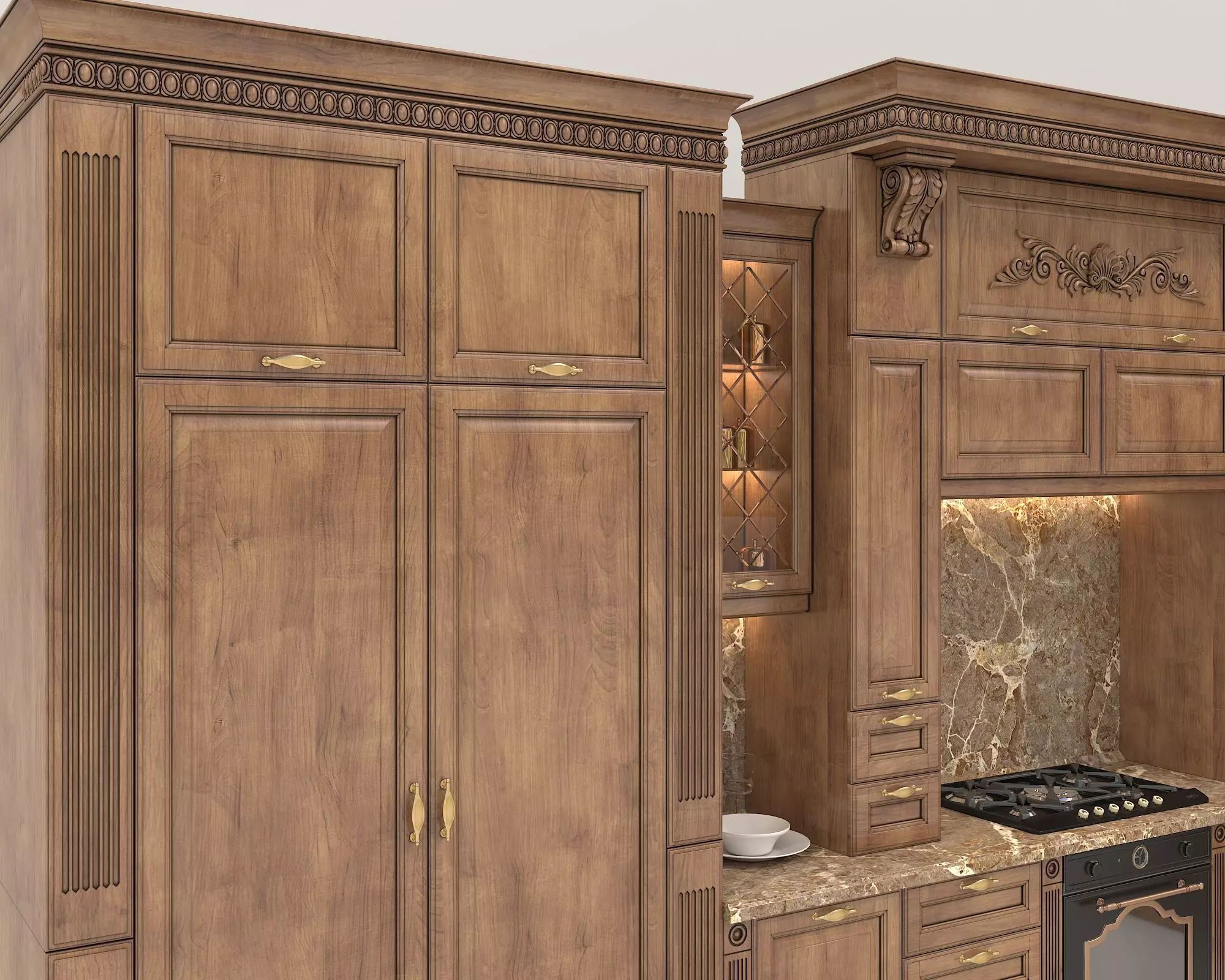 Classic European style Kitchen Cabinet 16 3D model_6