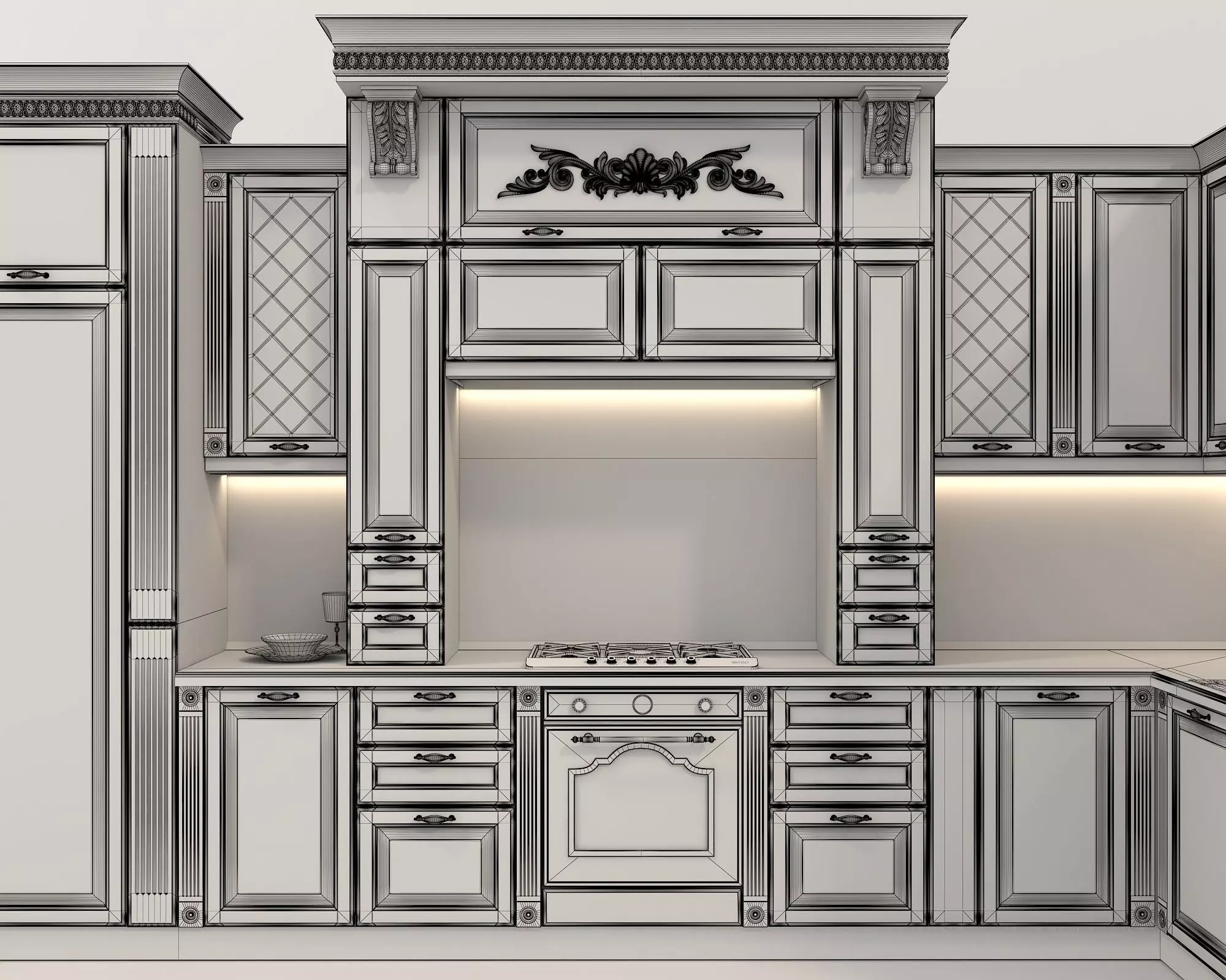 Classic European style Kitchen Cabinet 16 3D model_9