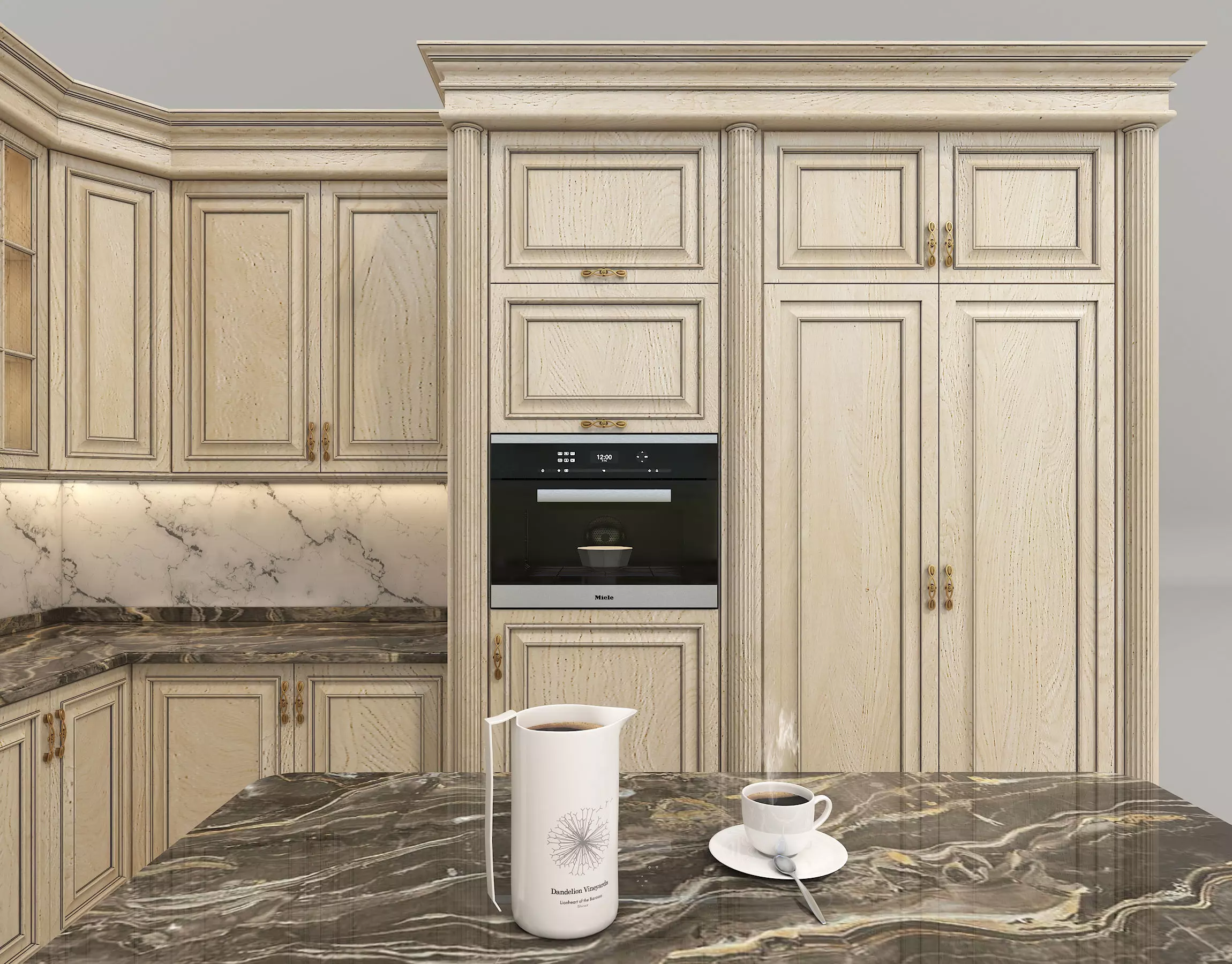 Classic European style Kitchen Cabinet 17 3D model_5