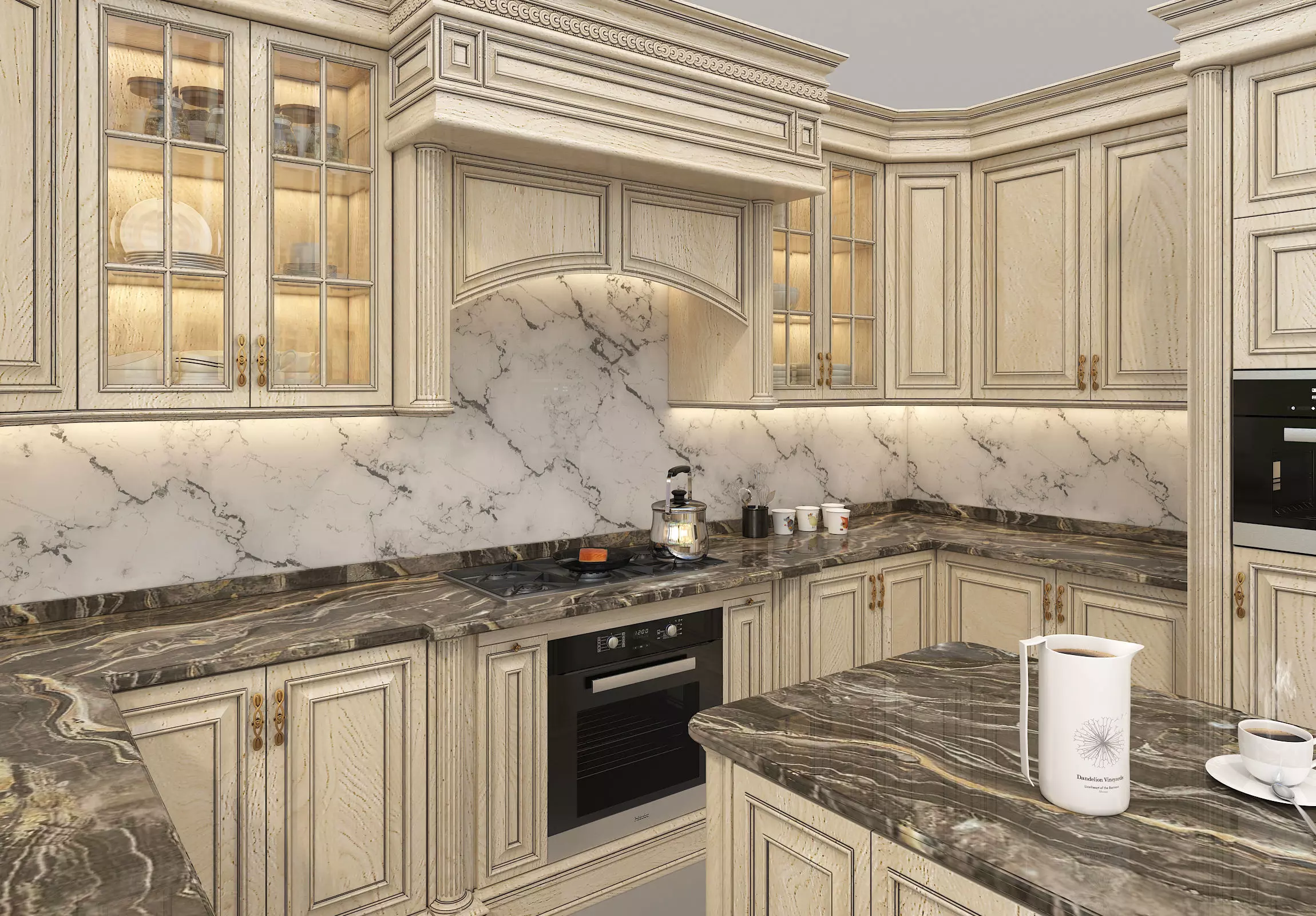 Classic European style Kitchen Cabinet 17 3D model_2