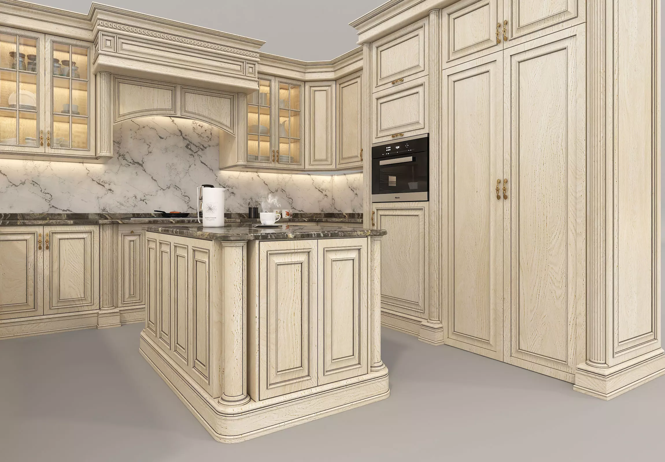Classic European style Kitchen Cabinet 17 3D model_7