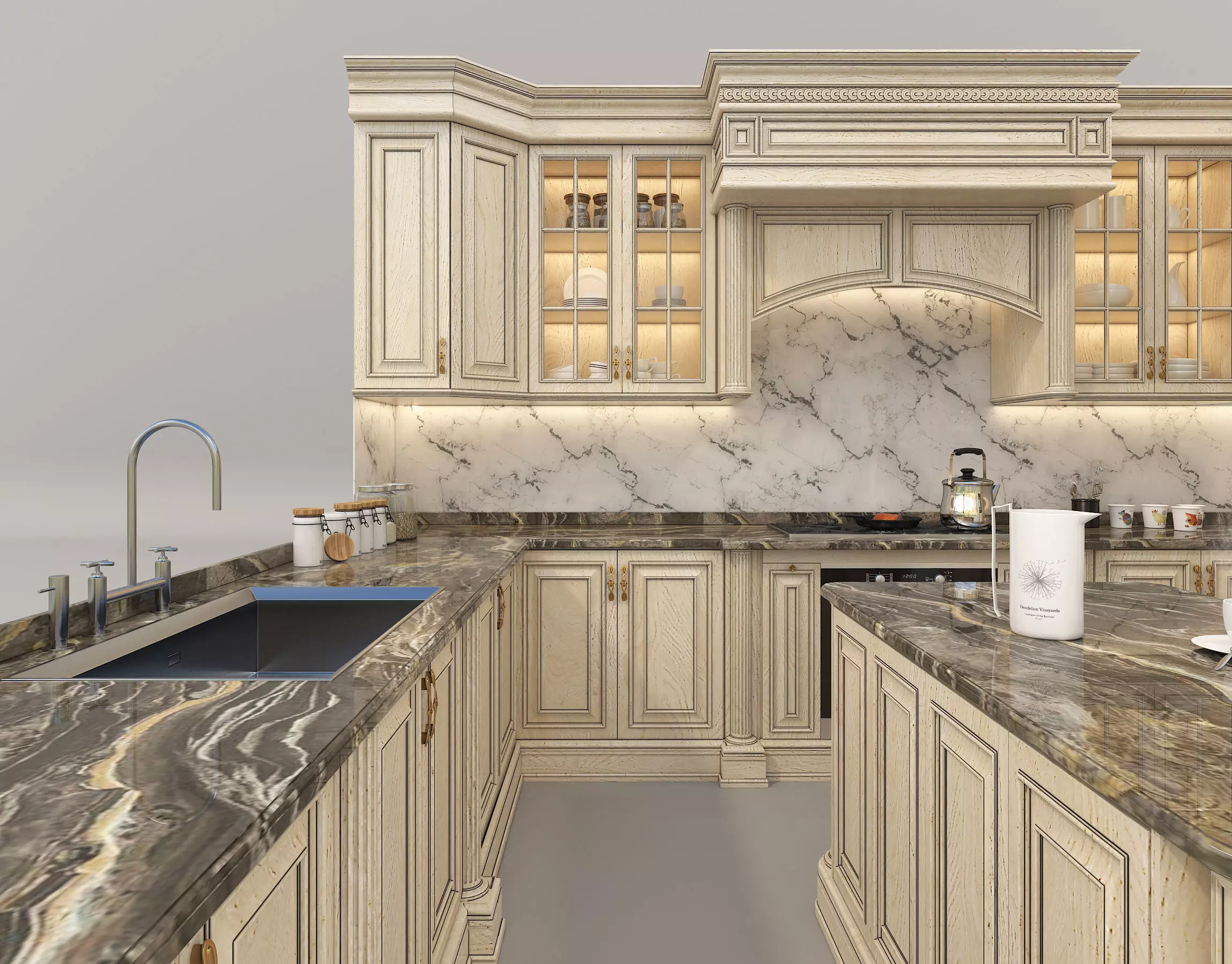 Classic European style Kitchen Cabinet 17 3D model_8
