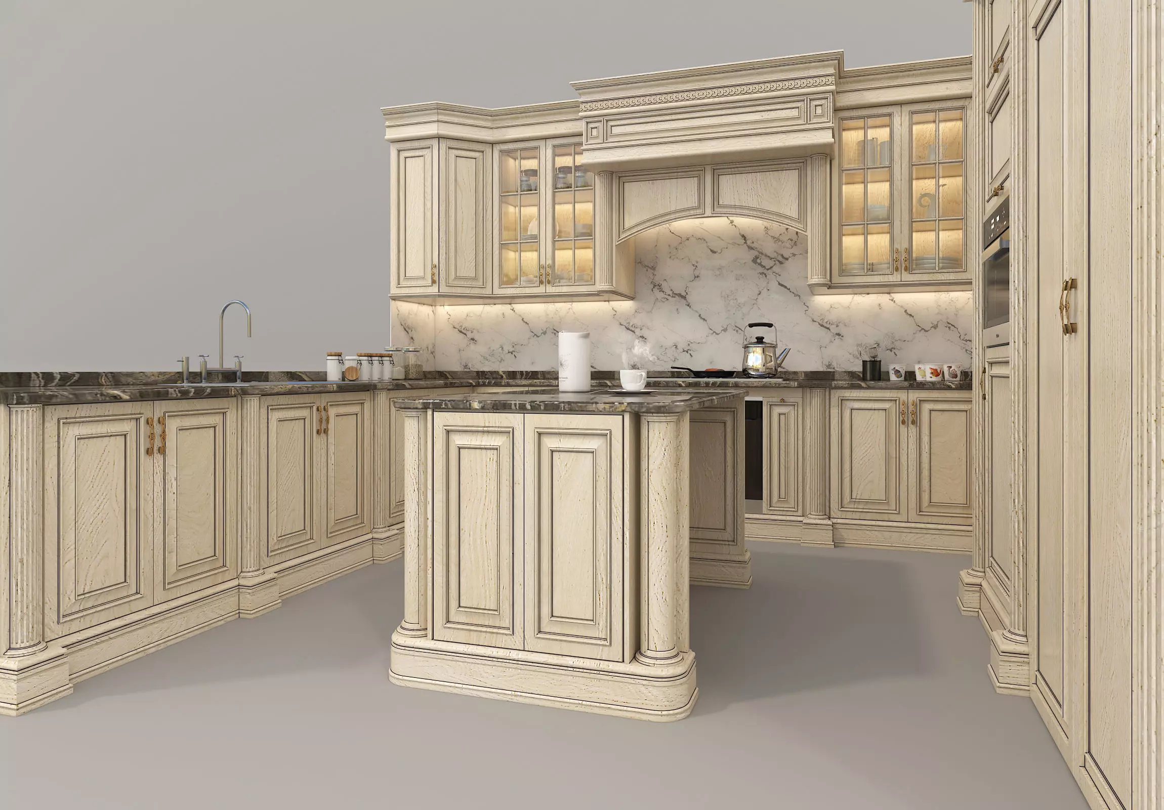 Classic European style Kitchen Cabinet 17 3D model_1