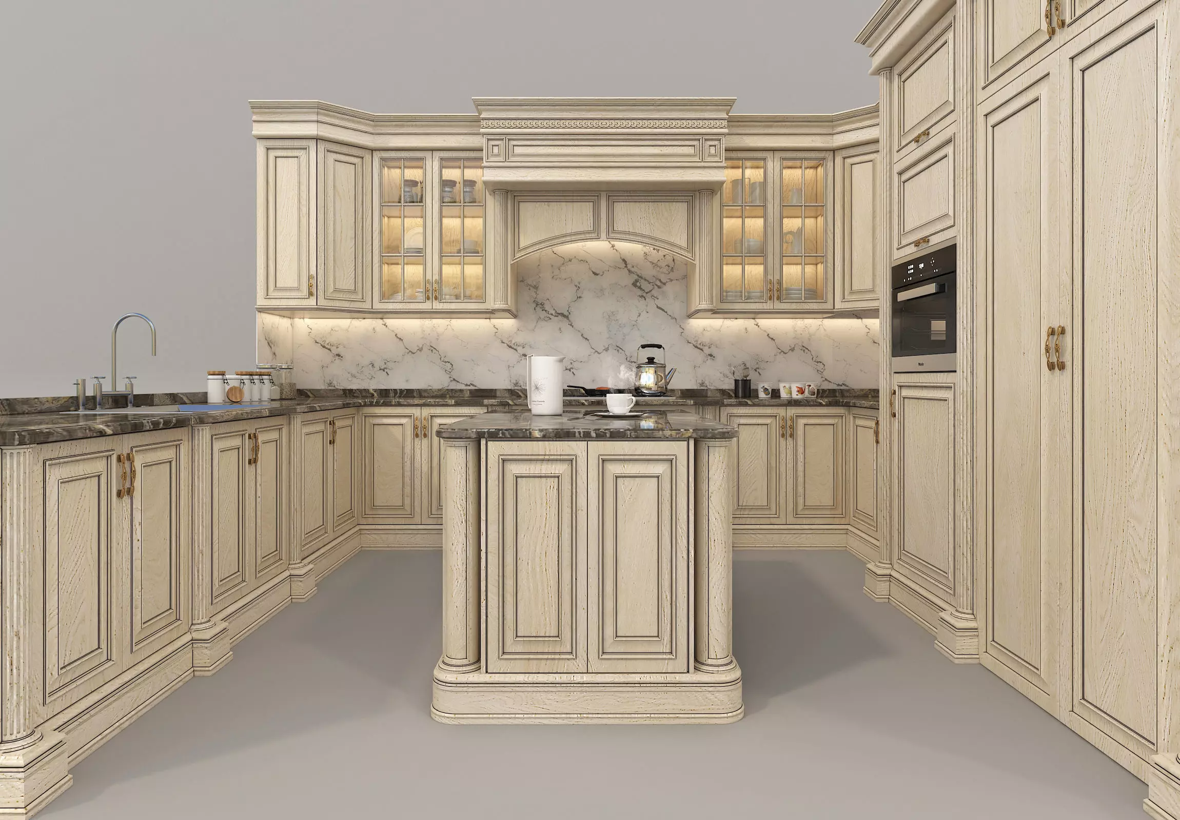 Classic European style Kitchen Cabinet 17 3D model_0