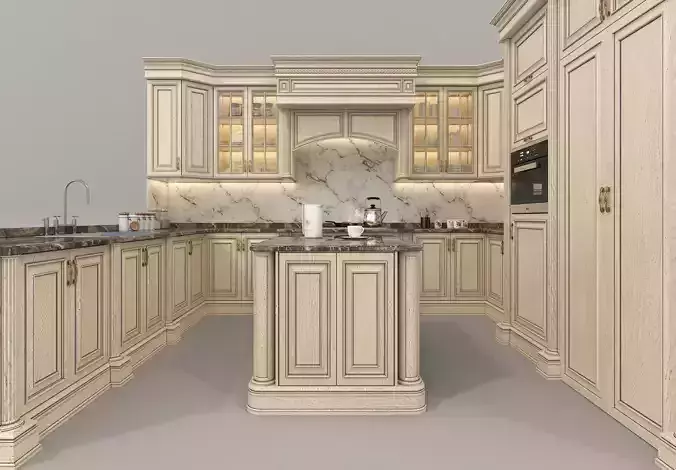 Classic European style Kitchen Cabinet 17 3D model