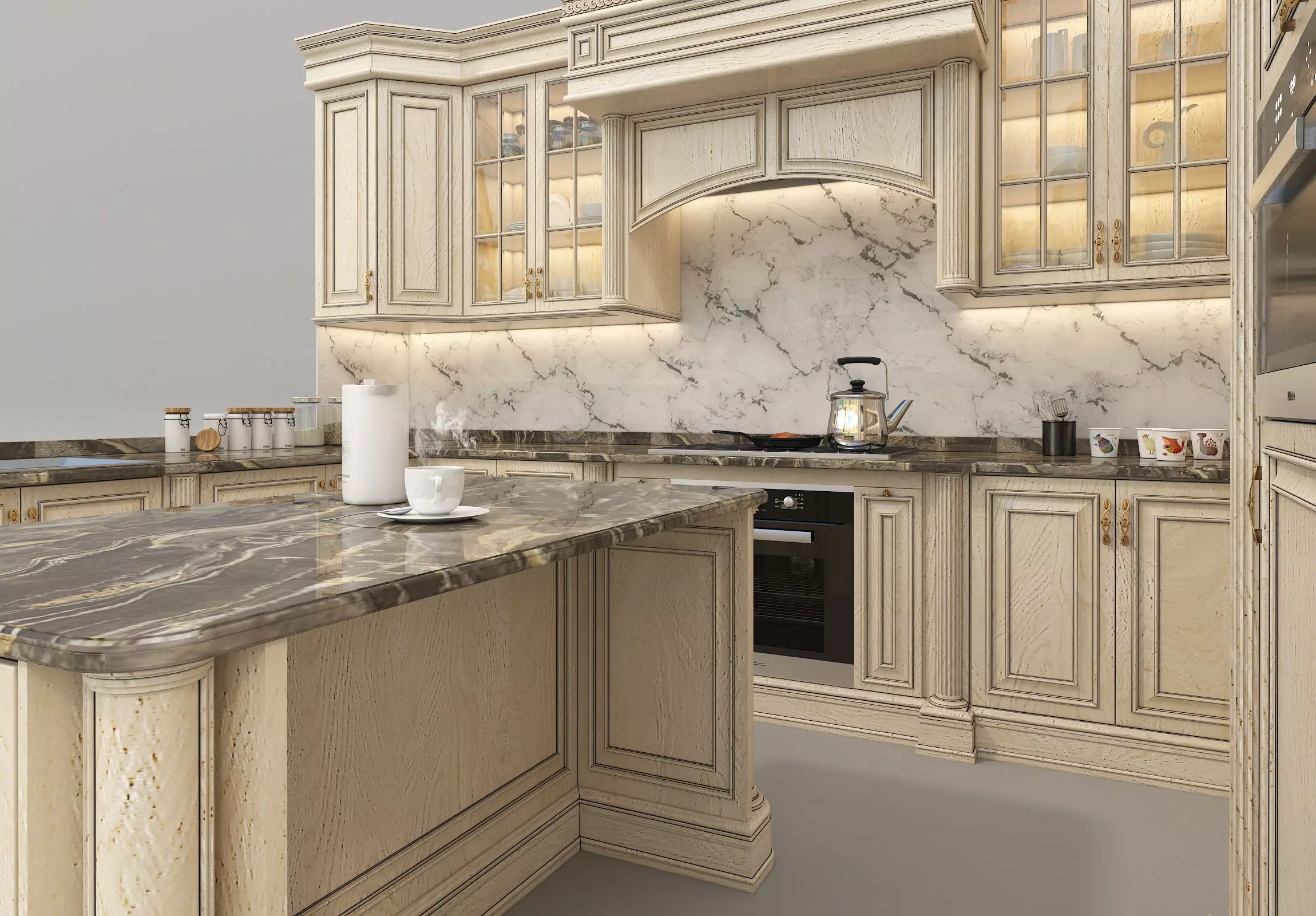 Classic European style Kitchen Cabinet 17 3D model_6