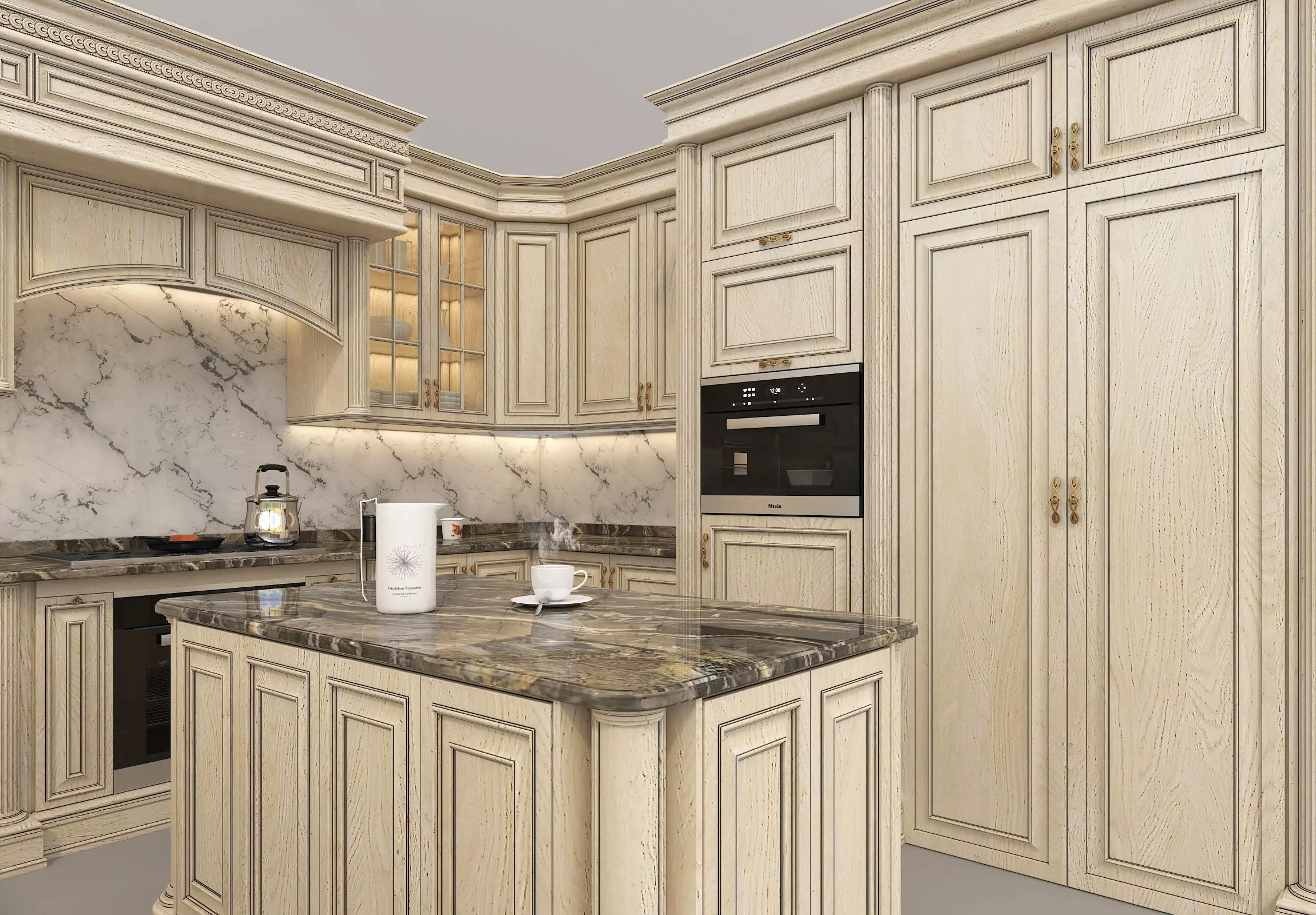 Classic European style Kitchen Cabinet 17 3D model_3