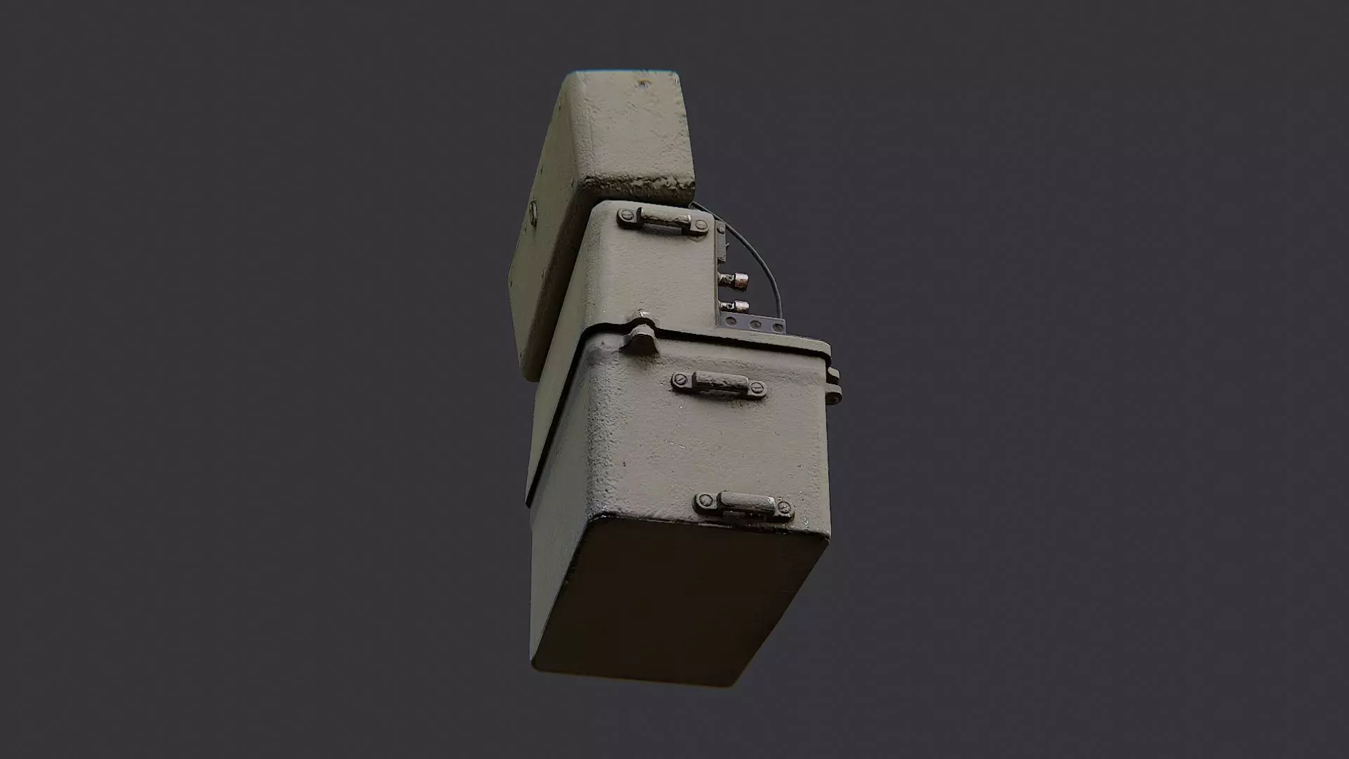 Field Telephone Crate with Dial and Battery Low-poly 3D model_5