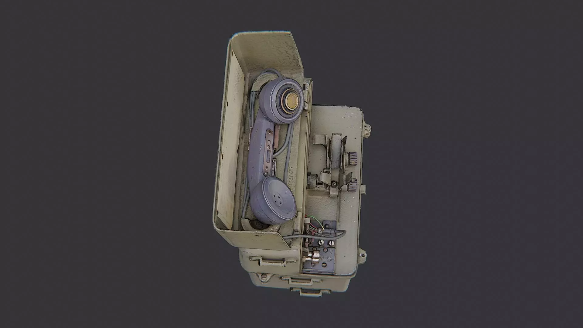 Field Telephone Crate with Dial and Battery Low-poly 3D model_4