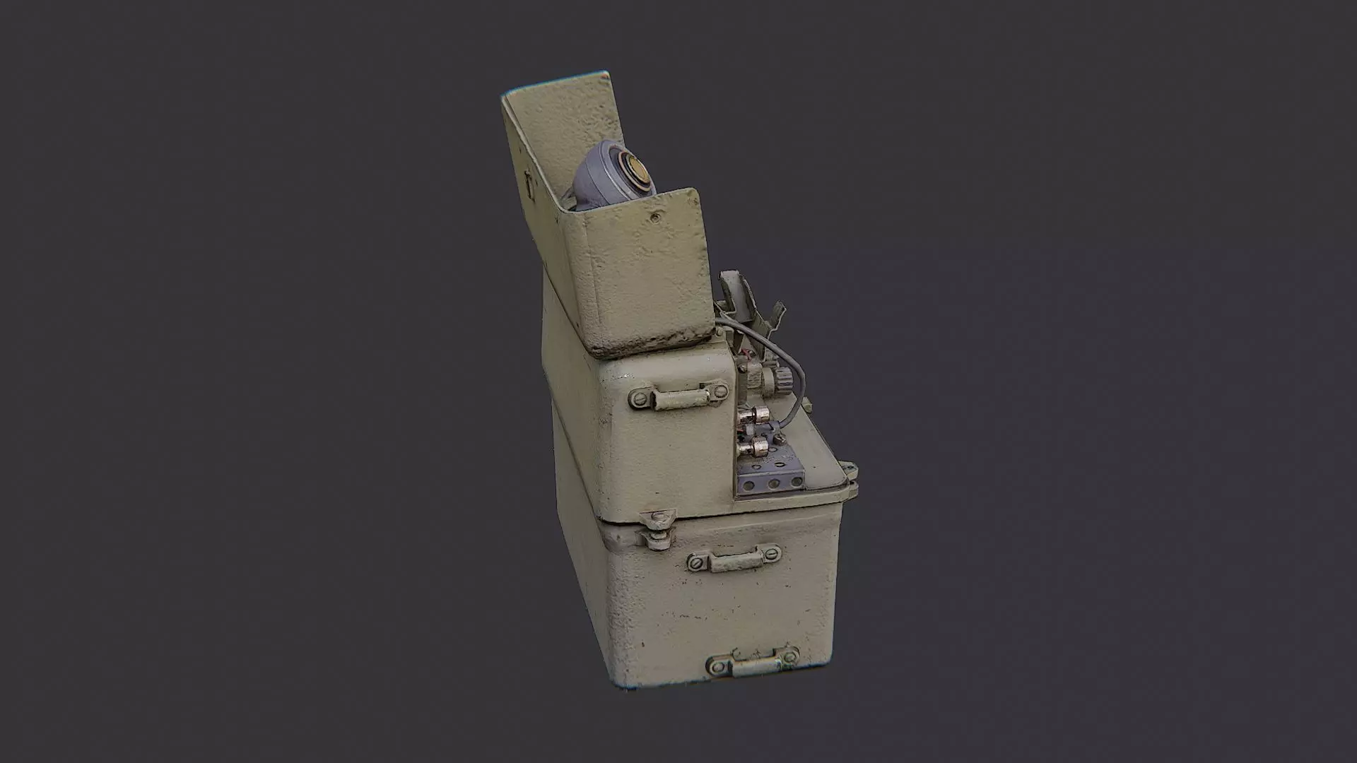 Field Telephone Crate with Dial and Battery Low-poly 3D model_0