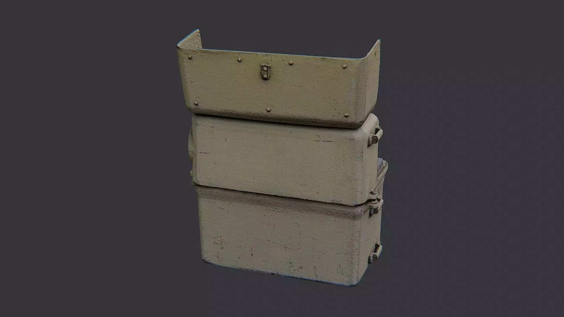 Field Telephone Crate with Dial and Battery Low-poly 3D model_1