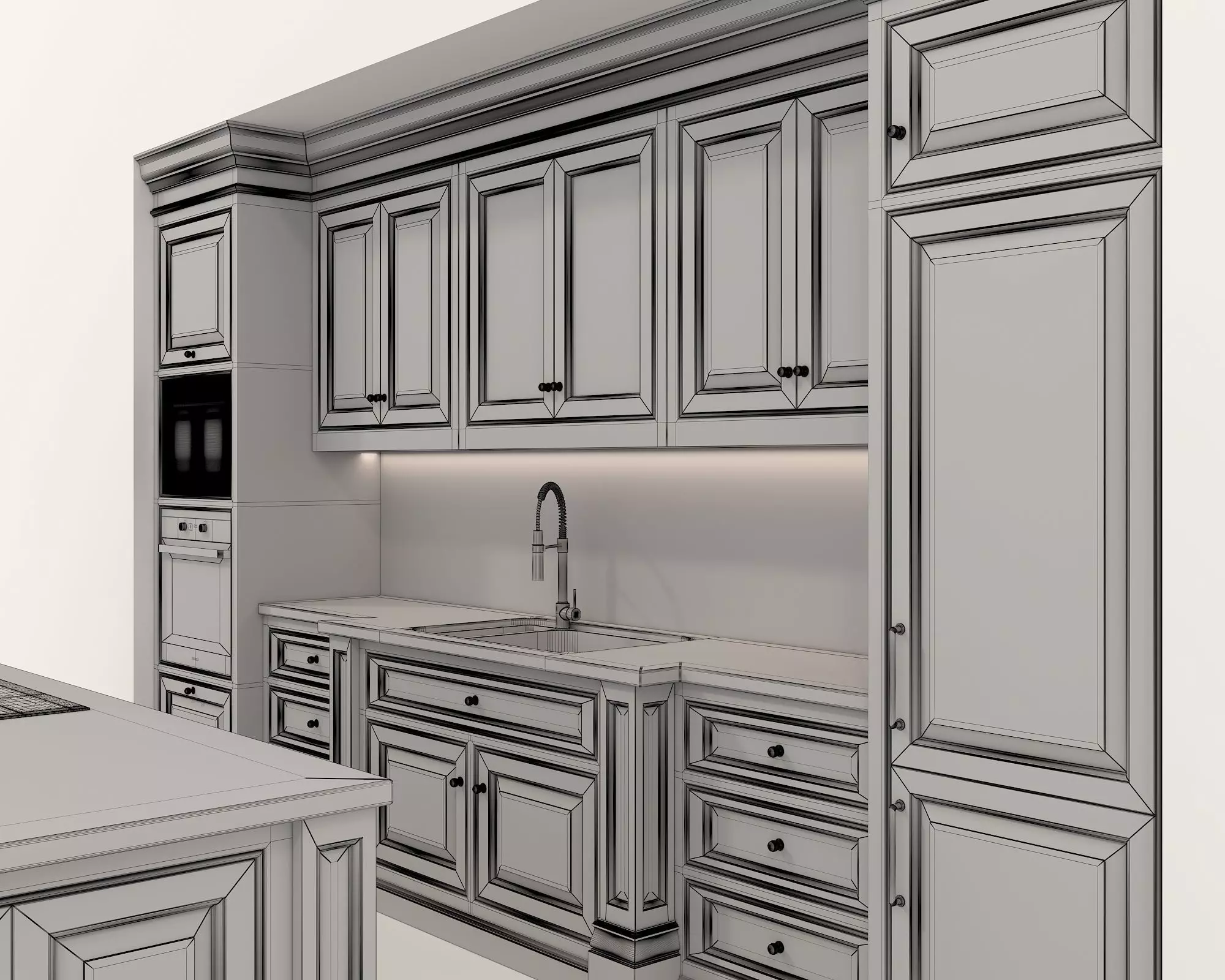 Classic European style Kitchen Cabinet 18 3D model_9