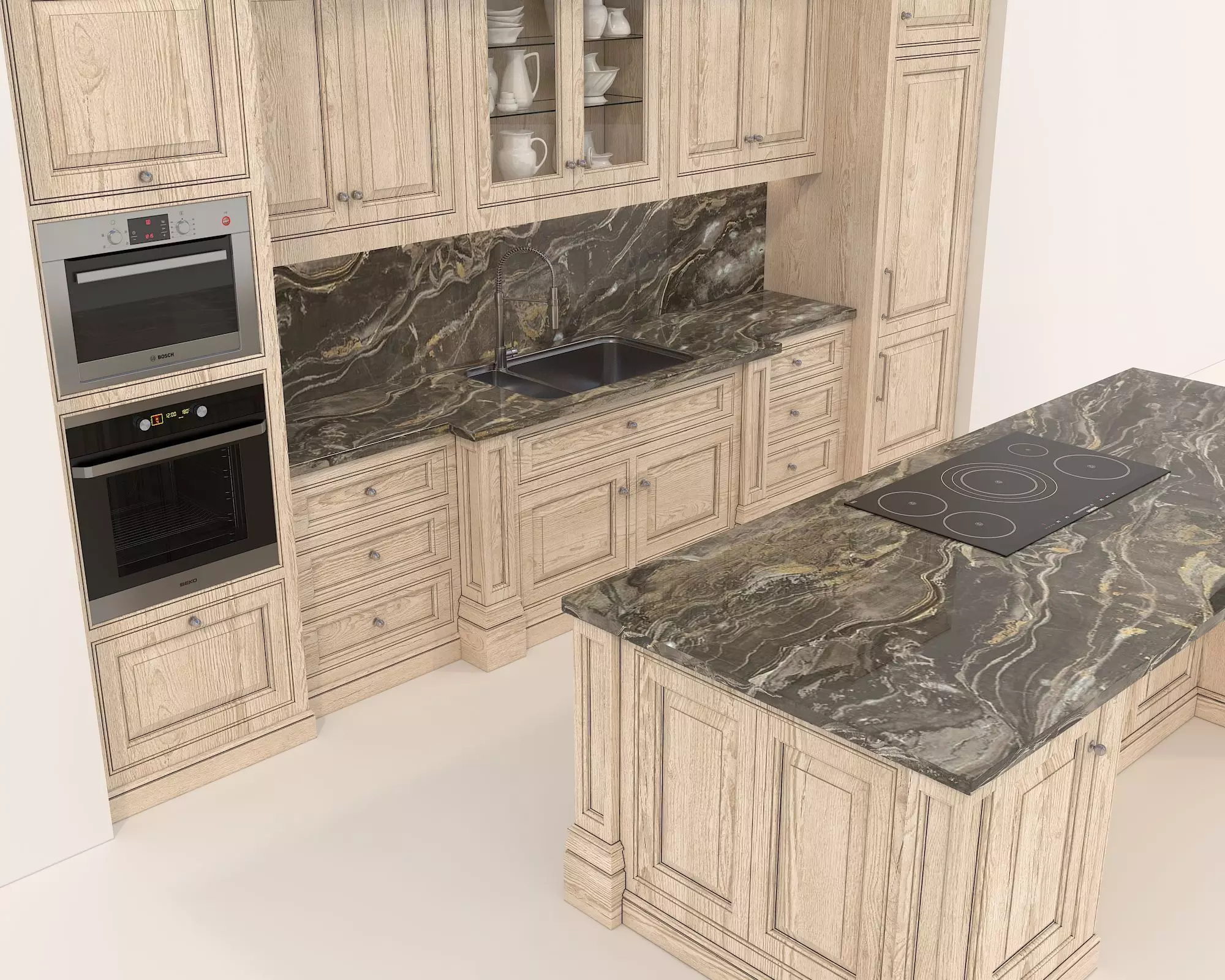 Classic European style Kitchen Cabinet 18 3D model_7