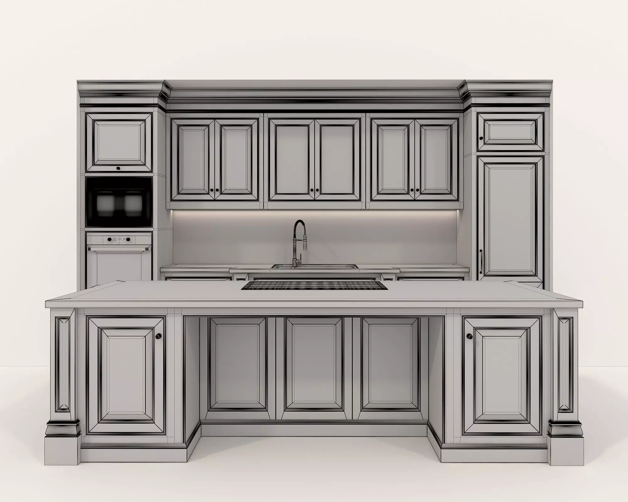 Classic European style Kitchen Cabinet 18 3D model_10