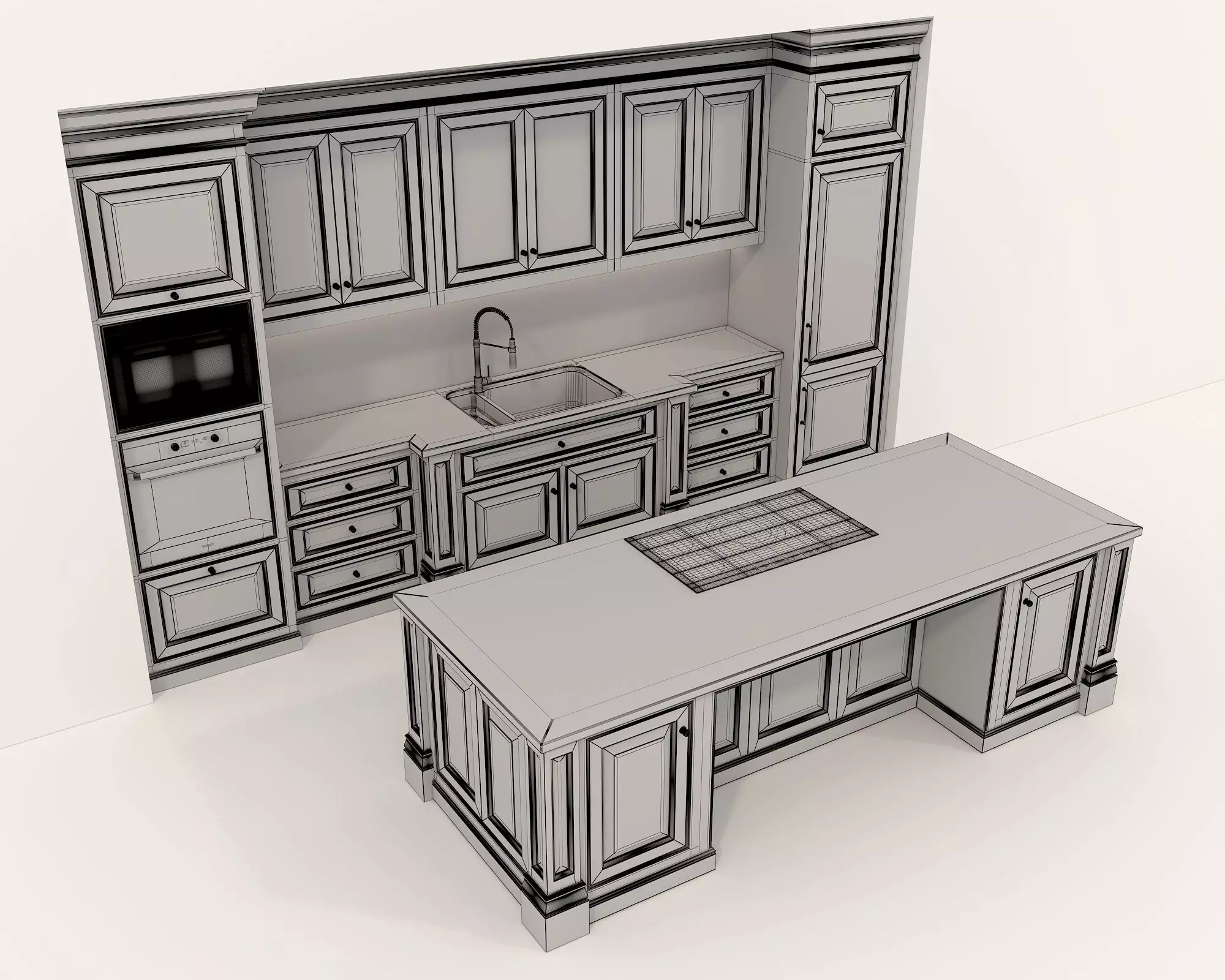 Classic European style Kitchen Cabinet 18 3D model_8